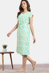 Zivame Aquarelle Woven Loungewear Mid Length Nightdress - Lime Cream — thumbnail 3